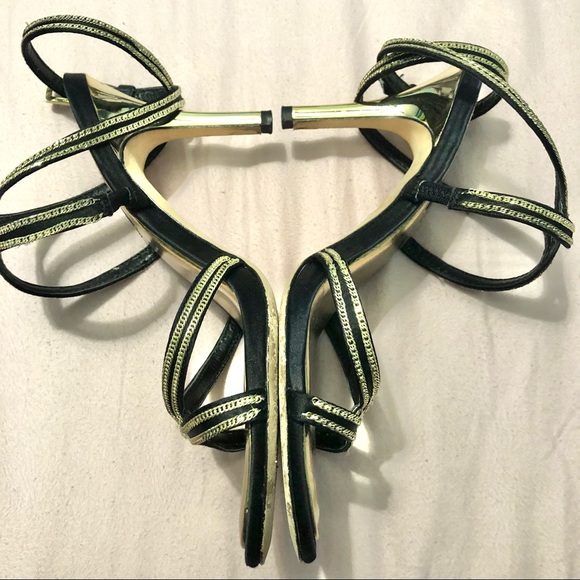 BCBG MaxAzaria Stiletto Strap High Heels  Black/Gold Size 9M - Picture 4 of 10